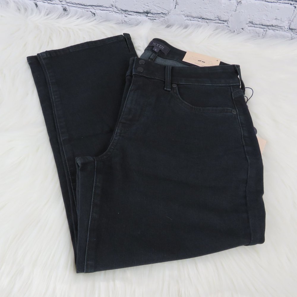 Women's Skinny Crop Jeans with Side Slits - Black - Picture 2 of 3